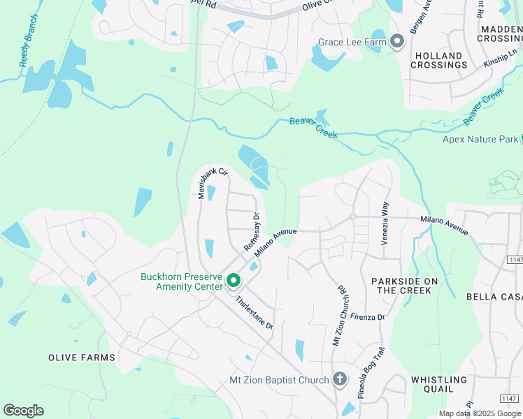 map of restaurants, bars, coffee shops, grocery stores, and more near 1845 Rothesay Drive in Apex