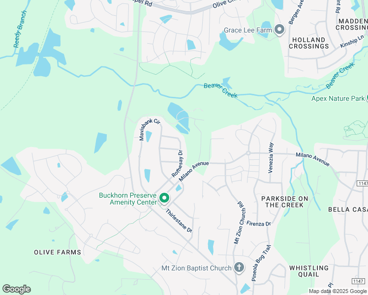 map of restaurants, bars, coffee shops, grocery stores, and more near 1845 Rothesay Drive in Apex