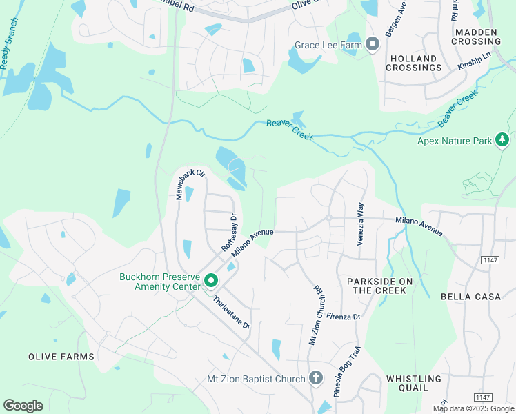 map of restaurants, bars, coffee shops, grocery stores, and more near 1740 Aberdour Drive in Apex