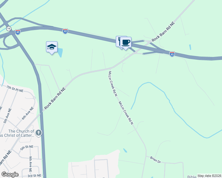 map of restaurants, bars, coffee shops, grocery stores, and more near 631 McLin Creek Road North in Conover