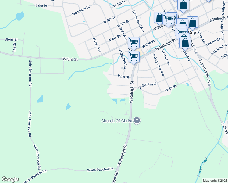 map of restaurants, bars, coffee shops, grocery stores, and more near 730 Lakewood Drive in Siler City