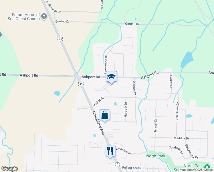 map of restaurants, bars, coffee shops, grocery stores, and more near 1470 Ashport Road in Jackson
