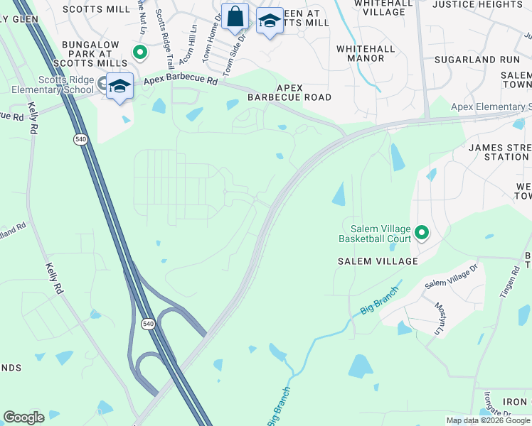 map of restaurants, bars, coffee shops, grocery stores, and more near 1300 South Salem Street in Apex
