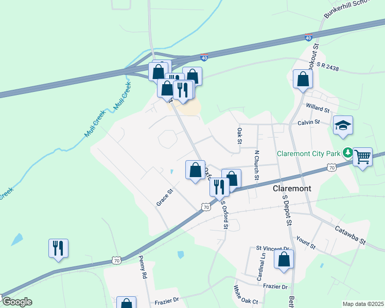 map of restaurants, bars, coffee shops, grocery stores, and more near 2975 North Oxford Street in Claremont