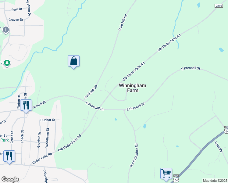 map of restaurants, bars, coffee shops, grocery stores, and more near 1818 Old Cedar Falls Road in Asheboro