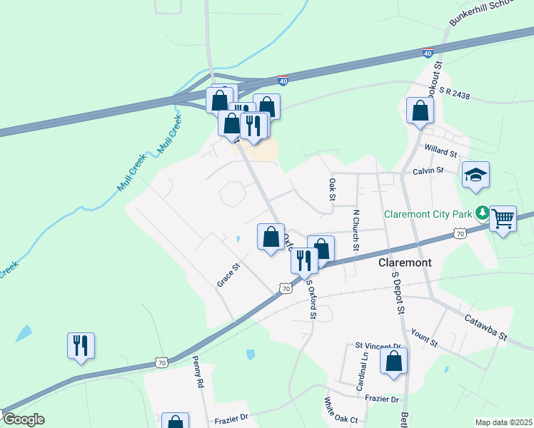 map of restaurants, bars, coffee shops, grocery stores, and more near 2975 North Oxford Street in Claremont