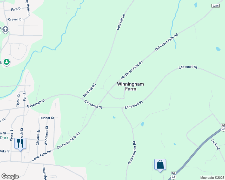 map of restaurants, bars, coffee shops, grocery stores, and more near 1818 Old Cedar Falls Road in Asheboro