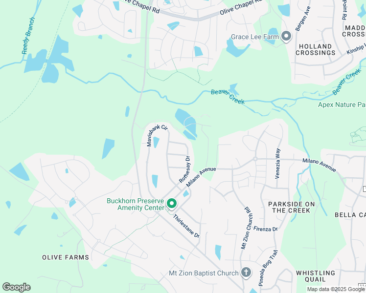 map of restaurants, bars, coffee shops, grocery stores, and more near 1820 Rothesay Drive in Apex