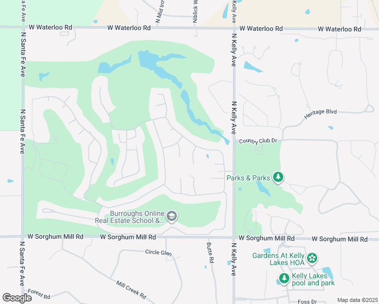 map of restaurants, bars, coffee shops, grocery stores, and more near 6009 Muirfield Drive in Edmond