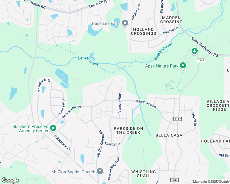 map of restaurants, bars, coffee shops, grocery stores, and more near 1777 Baldhead Island Drive in Apex