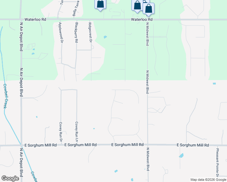 map of restaurants, bars, coffee shops, grocery stores, and more near 6648 James Creek Trail in Edmond