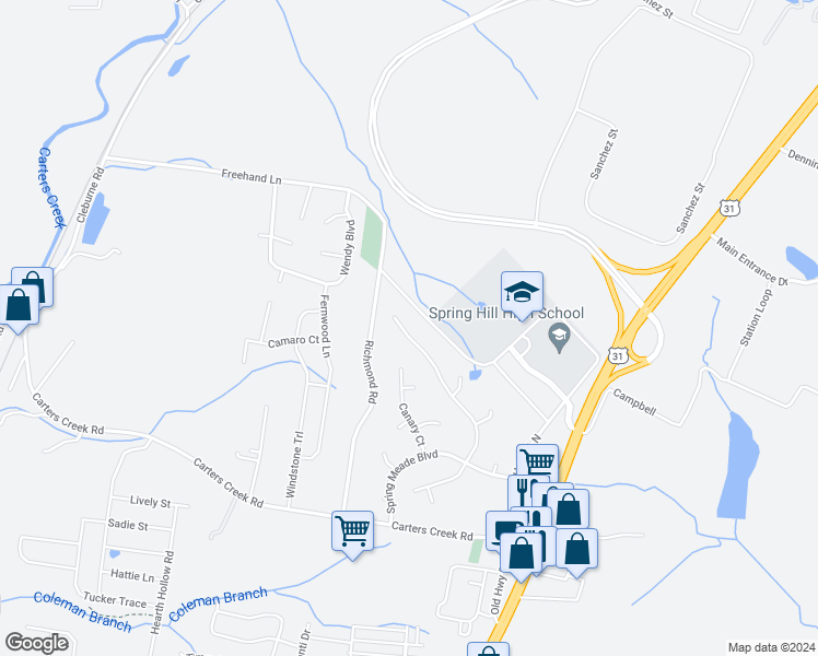 map of restaurants, bars, coffee shops, grocery stores, and more near 2782 Belle Meade Place in Columbia