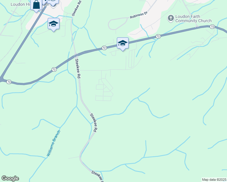 map of restaurants, bars, coffee shops, grocery stores, and more near 209 Hope Way in Loudon