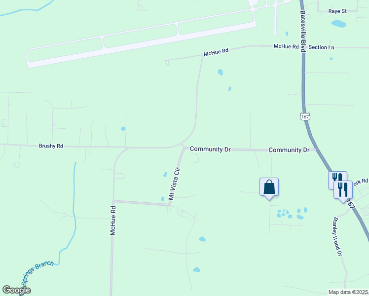 map of restaurants, bars, coffee shops, grocery stores, and more near 1 Mount Vista Circle in Batesville