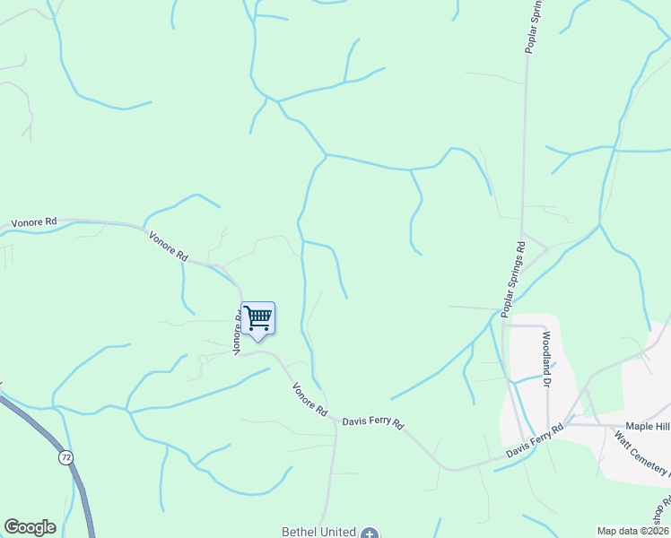map of restaurants, bars, coffee shops, grocery stores, and more near 1947 Oody Road in Loudon