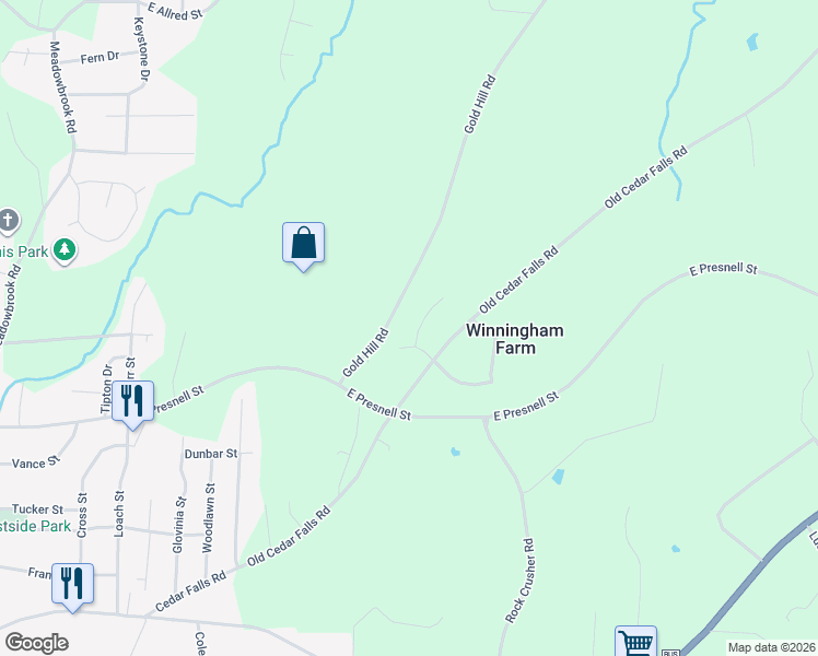 map of restaurants, bars, coffee shops, grocery stores, and more near 627 Coventry Place in Asheboro