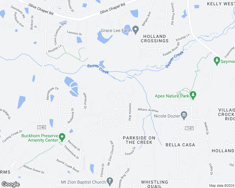 map of restaurants, bars, coffee shops, grocery stores, and more near 2800 Lumber River Trail in Apex