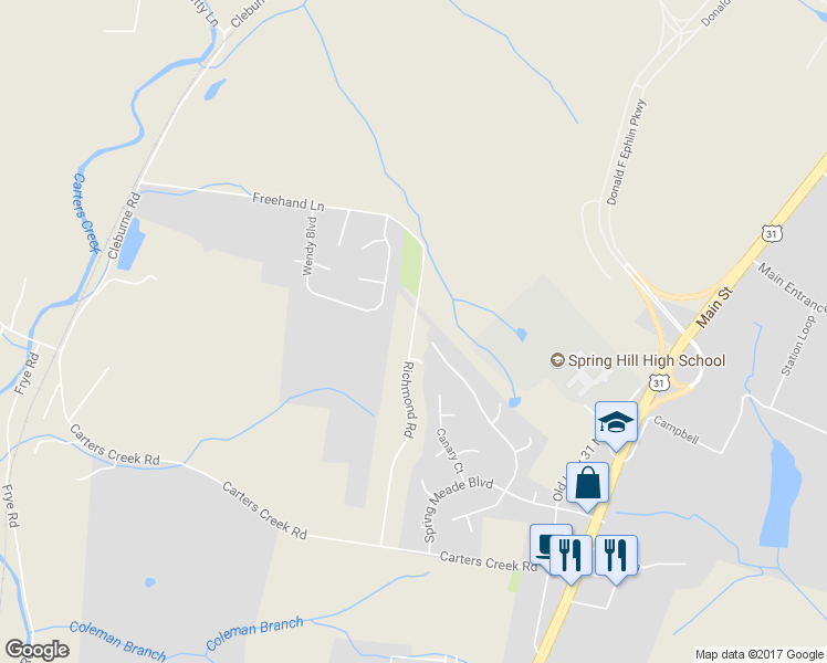 map of restaurants, bars, coffee shops, grocery stores, and more near 1536 Richmond Road in Columbia