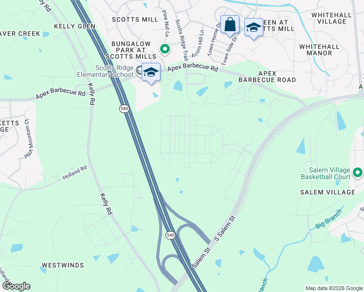 map of restaurants, bars, coffee shops, grocery stores, and more near Western Wake Fwy in Cary
