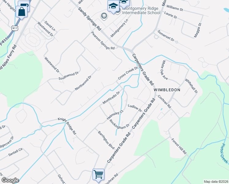 map of restaurants, bars, coffee shops, grocery stores, and more near 2213 Monticello Dr in Maryville