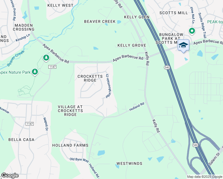 map of restaurants, bars, coffee shops, grocery stores, and more near 2119 Pilot Mountain Court in Apex