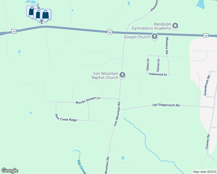 map of restaurants, bars, coffee shops, grocery stores, and more near 2396 Wildflower Court in Asheboro