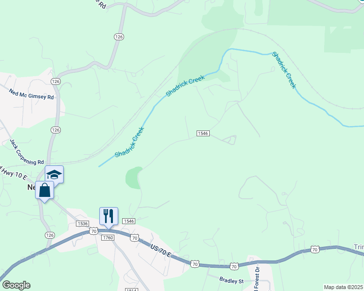 map of restaurants, bars, coffee shops, grocery stores, and more near 592 Cemetery Road in Nebo