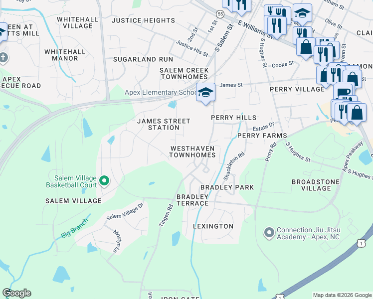 map of restaurants, bars, coffee shops, grocery stores, and more near 232 Harbor Haven Drive in Apex