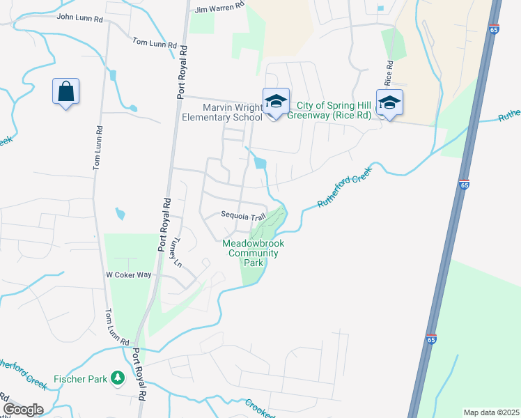 map of restaurants, bars, coffee shops, grocery stores, and more near 4030 Sequoia Trail in Spring Hill