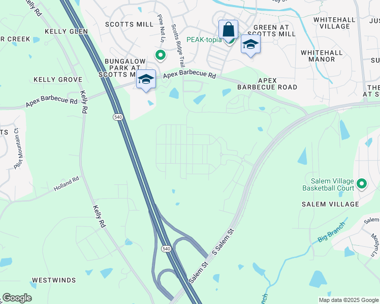 map of restaurants, bars, coffee shops, grocery stores, and more near Western Wake Fwy in Cary