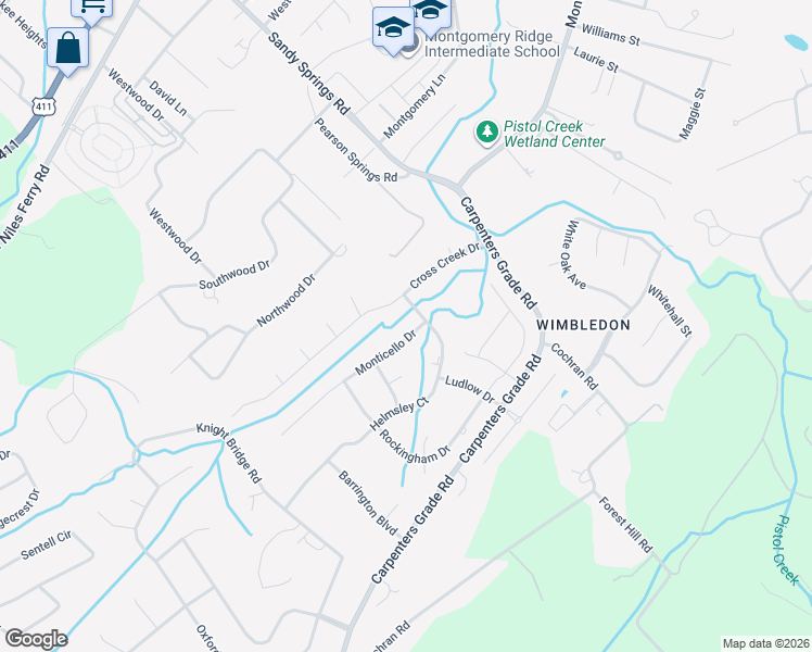 map of restaurants, bars, coffee shops, grocery stores, and more near 2213 Monticello Drive in Maryville