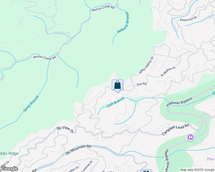 map of restaurants, bars, coffee shops, grocery stores, and more near Wiley Oakley Dr & W Ridge Rd in Gatlinburg