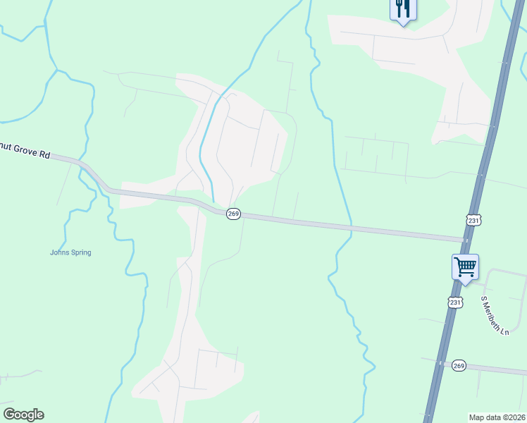 map of restaurants, bars, coffee shops, grocery stores, and more near 1117 Walnut Grove Road in Christiana