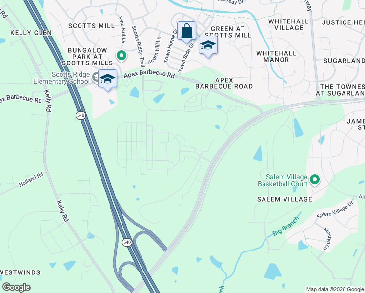map of restaurants, bars, coffee shops, grocery stores, and more near 1300 South Salem Street in Apex