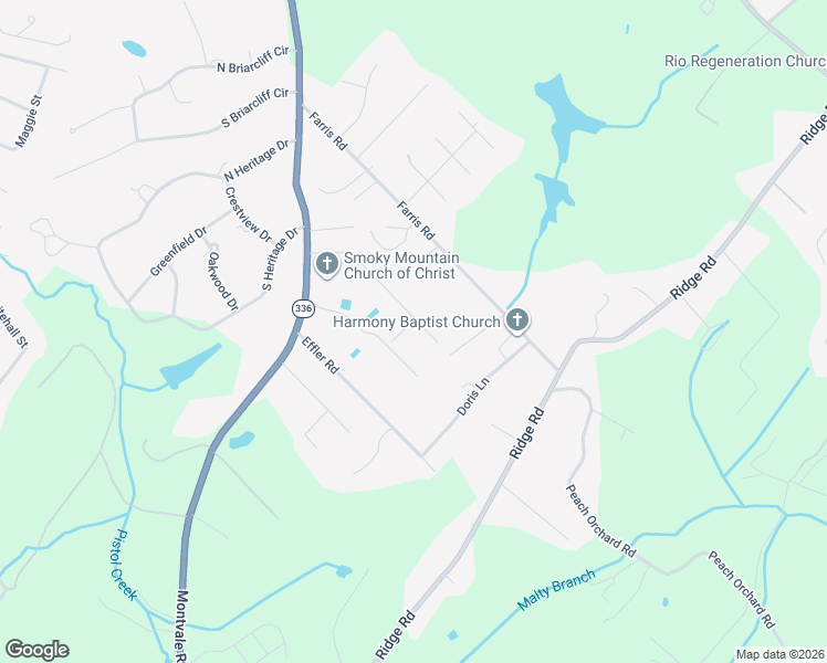 map of restaurants, bars, coffee shops, grocery stores, and more near 2357 Pinewood Drive in Maryville