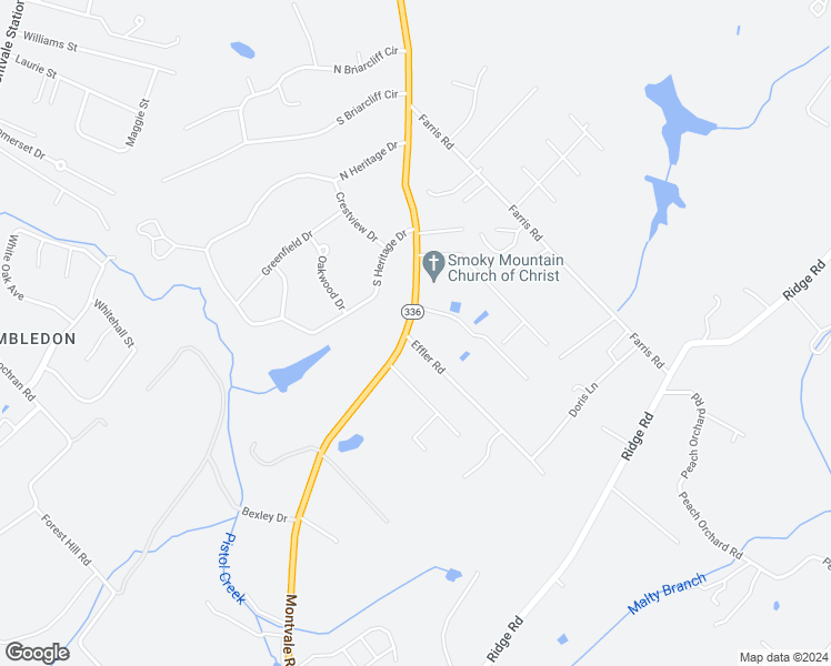 map of restaurants, bars, coffee shops, grocery stores, and more near 2304 Effler Road in Maryville