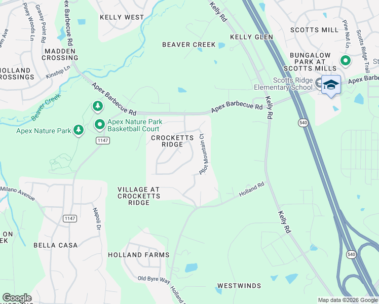 map of restaurants, bars, coffee shops, grocery stores, and more near 2314 Brasstown Lane in Apex