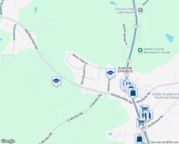 map of restaurants, bars, coffee shops, grocery stores, and more near 106 Summer Breeze Court in Statesville