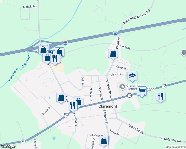map of restaurants, bars, coffee shops, grocery stores, and more near 3230 Calvin Street in Claremont