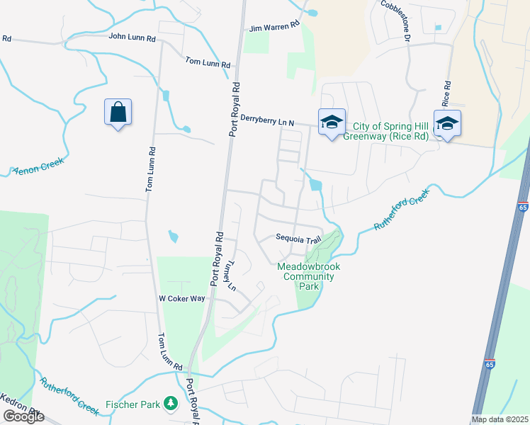 map of restaurants, bars, coffee shops, grocery stores, and more near 2001 Red Jacket Trace in Spring Hill