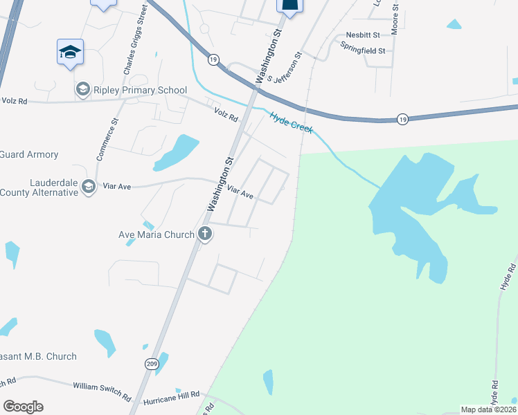 map of restaurants, bars, coffee shops, grocery stores, and more near 422 Michael Street in Ripley