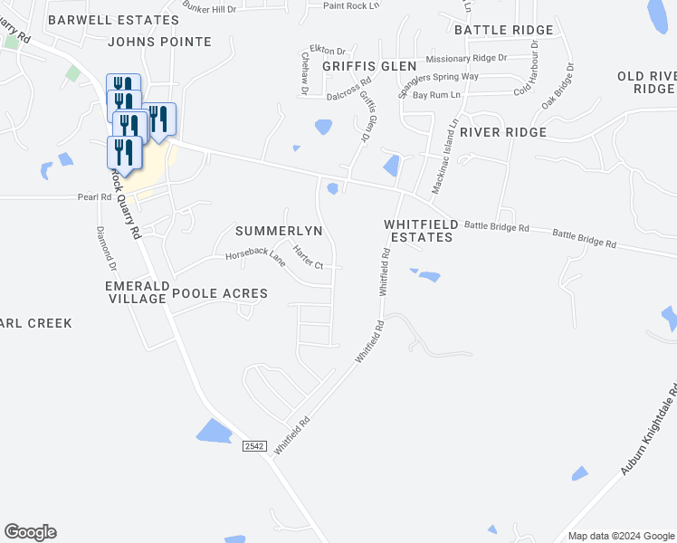 map of restaurants, bars, coffee shops, grocery stores, and more near 4303 Offshore Drive in Raleigh