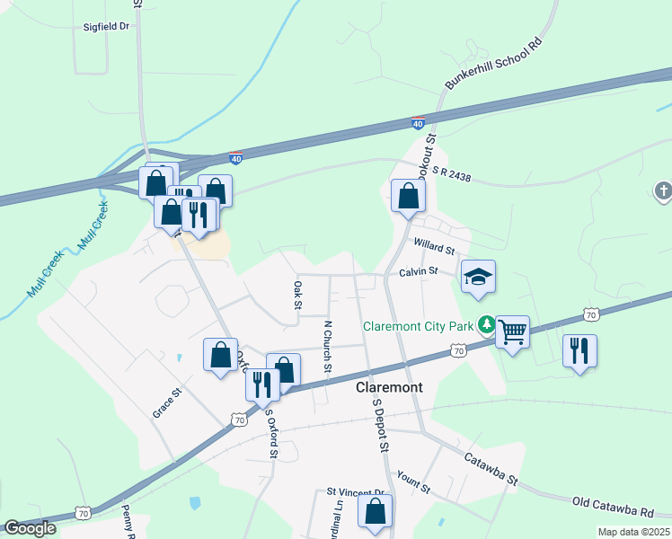 map of restaurants, bars, coffee shops, grocery stores, and more near 3210 Calvin Street in Claremont