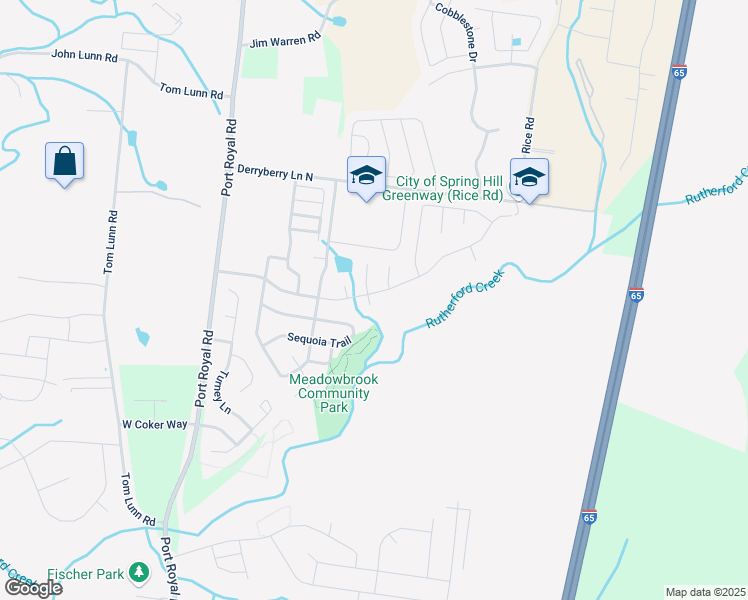 map of restaurants, bars, coffee shops, grocery stores, and more near 4000 Fox Run North in Spring Hill