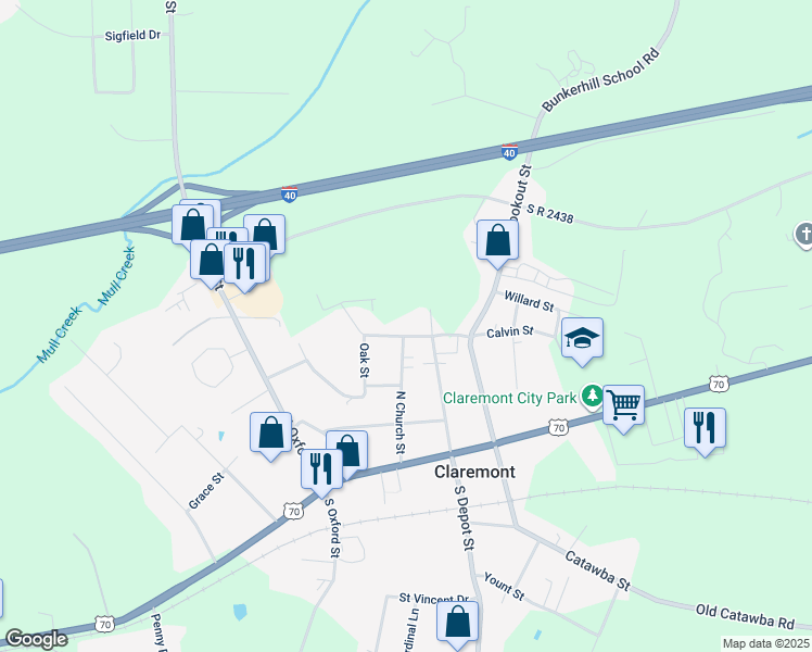 map of restaurants, bars, coffee shops, grocery stores, and more near 3210 Calvin Street in Claremont