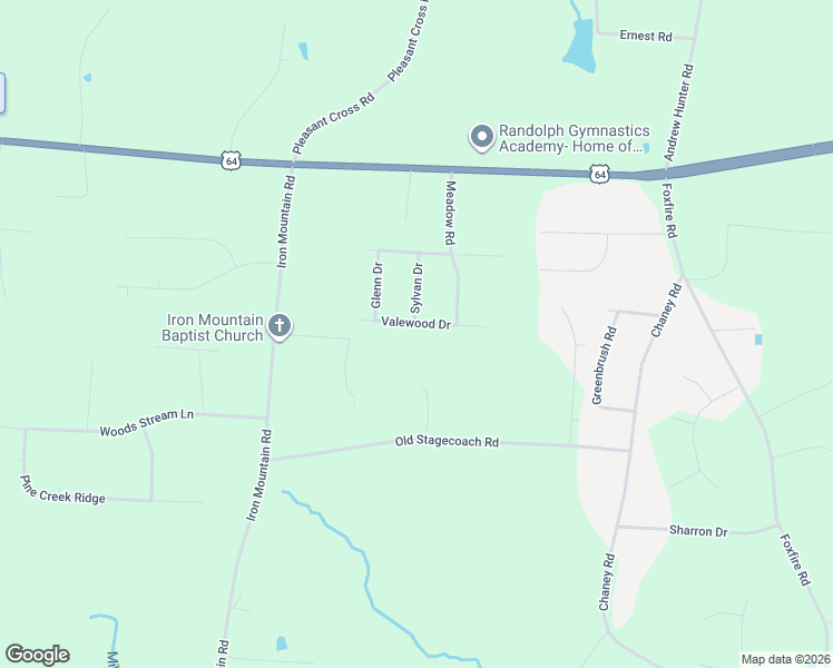 map of restaurants, bars, coffee shops, grocery stores, and more near 2282 Valewood Drive in Asheboro