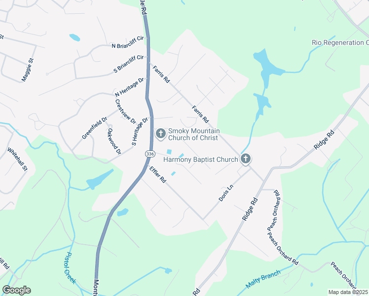 map of restaurants, bars, coffee shops, grocery stores, and more near 2327 Pinewood Drive in Maryville