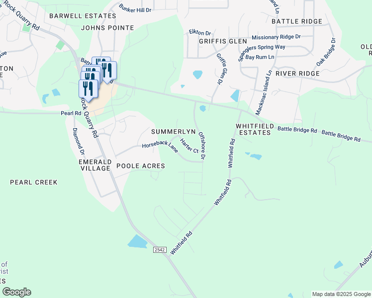 map of restaurants, bars, coffee shops, grocery stores, and more near 6830 Harter Court in Raleigh