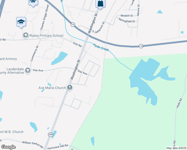 map of restaurants, bars, coffee shops, grocery stores, and more near 422 Michael Street in Ripley