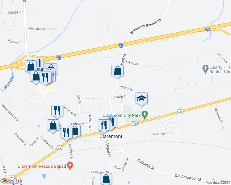 map of restaurants, bars, coffee shops, grocery stores, and more near 3066 North Lookout Street in Claremont